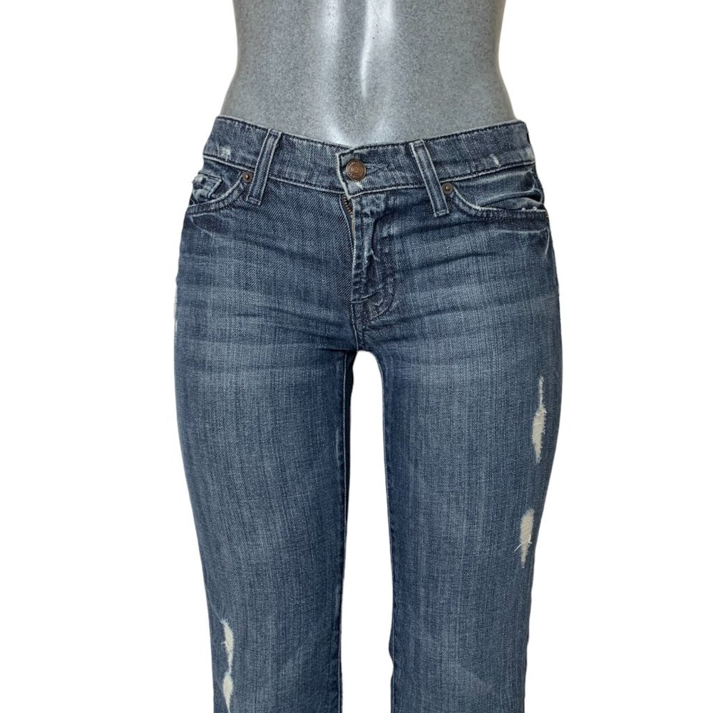 7 For All Mankind Distressed Womens Jeans Tag 28 Blue Bootcut Low-Rise W30xL34